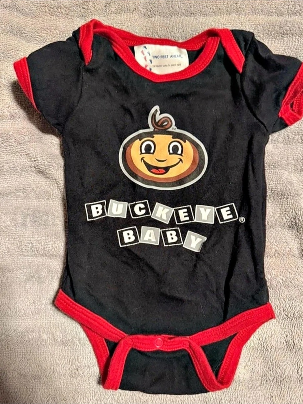 Two Feet Ahead Buckeye Baby bodysuit Baby Newborn Black & Red Bodysuit